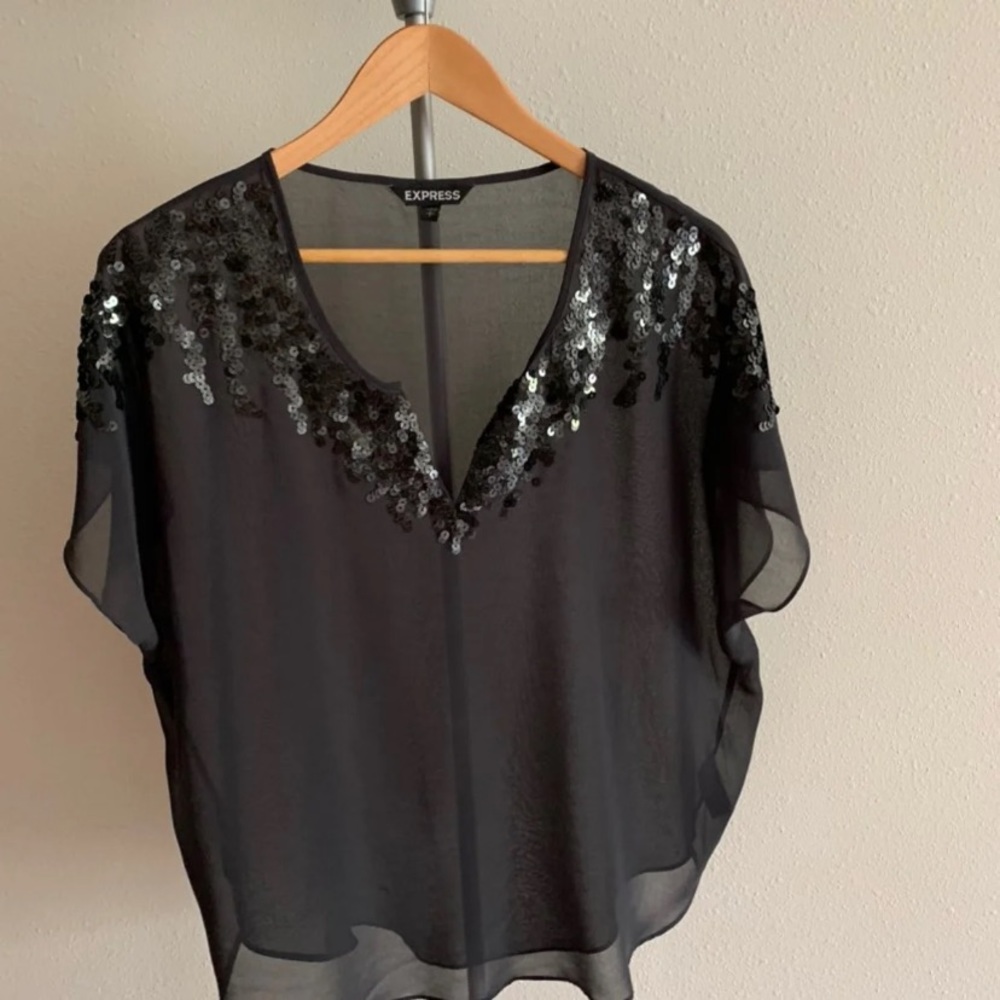Express sheer sequin detail top / blouse